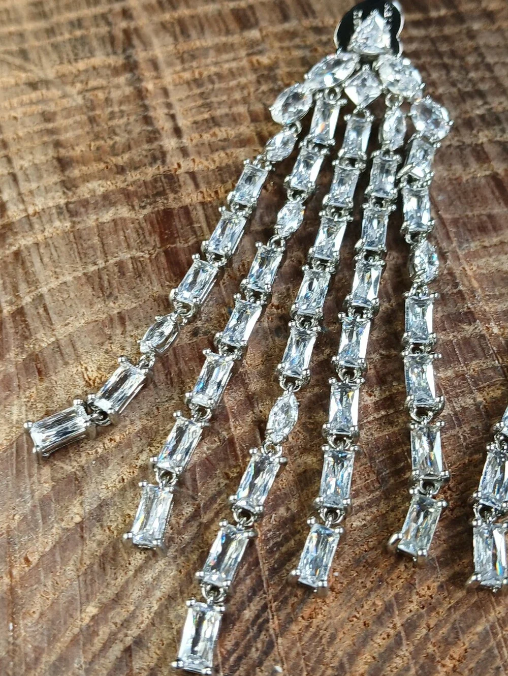 Kate Spade New York Showtime  Silvertone CZ Fringe Statement Earrings